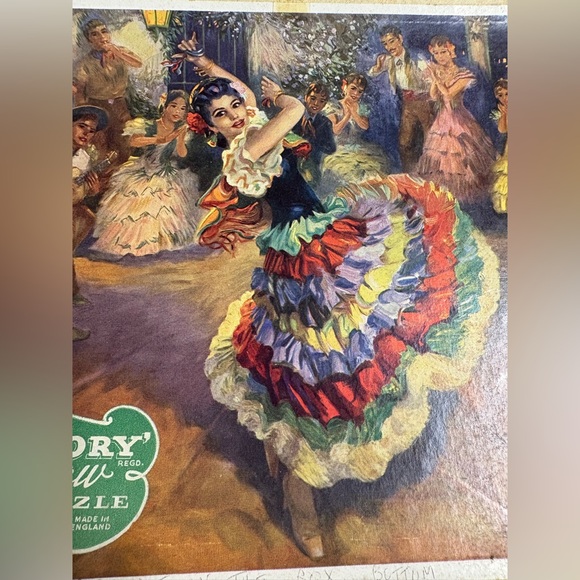 Colorful Flamenco Dancer Jigsaw Puzzle vintage wooden victory puzzle England - Picture 7 of 9